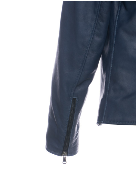Giubbotto in Pelle Artigianale Sainz | Michelangelo Collezioni – Eleganza Blu Notte