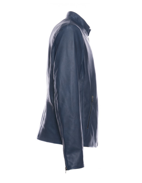 Giubbotto in Pelle Artigianale Sainz | Michelangelo Collezioni – Eleganza Blu Notte