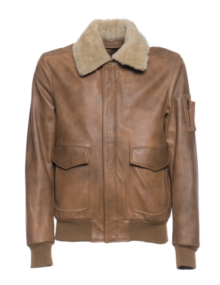 copy of Men's Pilot - Dunkelbraune Bomberjacke aus echtem Leder