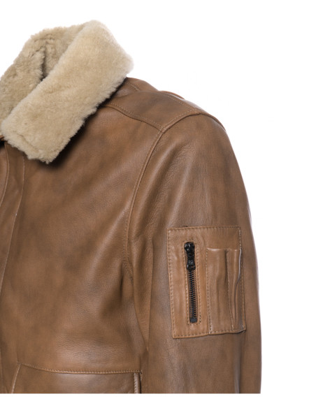 copy of Men's Pilot - Dunkelbraune Bomberjacke aus echtem Leder