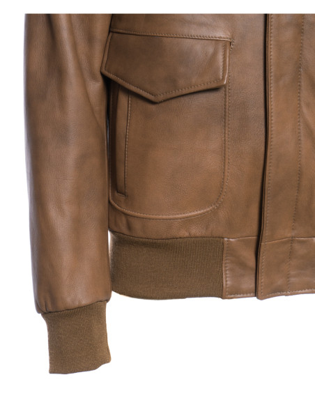 copy of Men's Pilota - Dark brown genuine leather bomber jacket