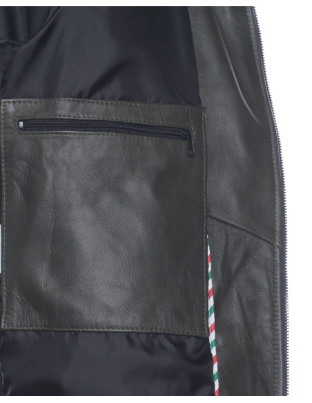 Giacca in Vera Pelle "Piastri" Verde – Michelangelo Collezioni | Made in Italy Artigianale