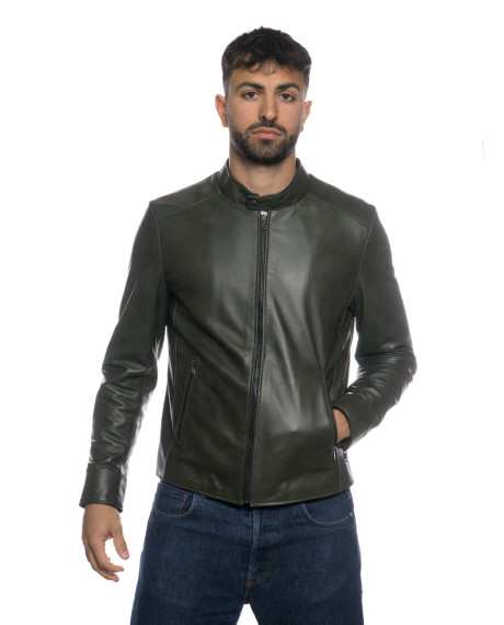 Leather Jacket Handmade Sainz | Michelangelo Collections - Elegance Green